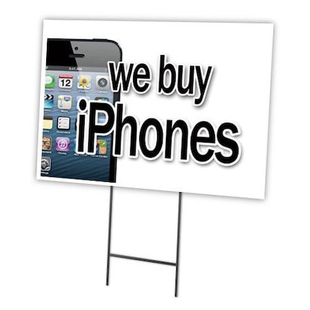 Signmission We Buy Iphones Yard Sign & Stake outdoor plastic coroplast window, C-2436 We Buy Iphones C-2436 We Buy Iphones